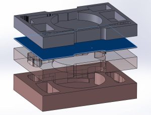3D-модель ложемента (CAD): многослойная разнесённая сборка вкладыша под изделие (медицинские лазеры)